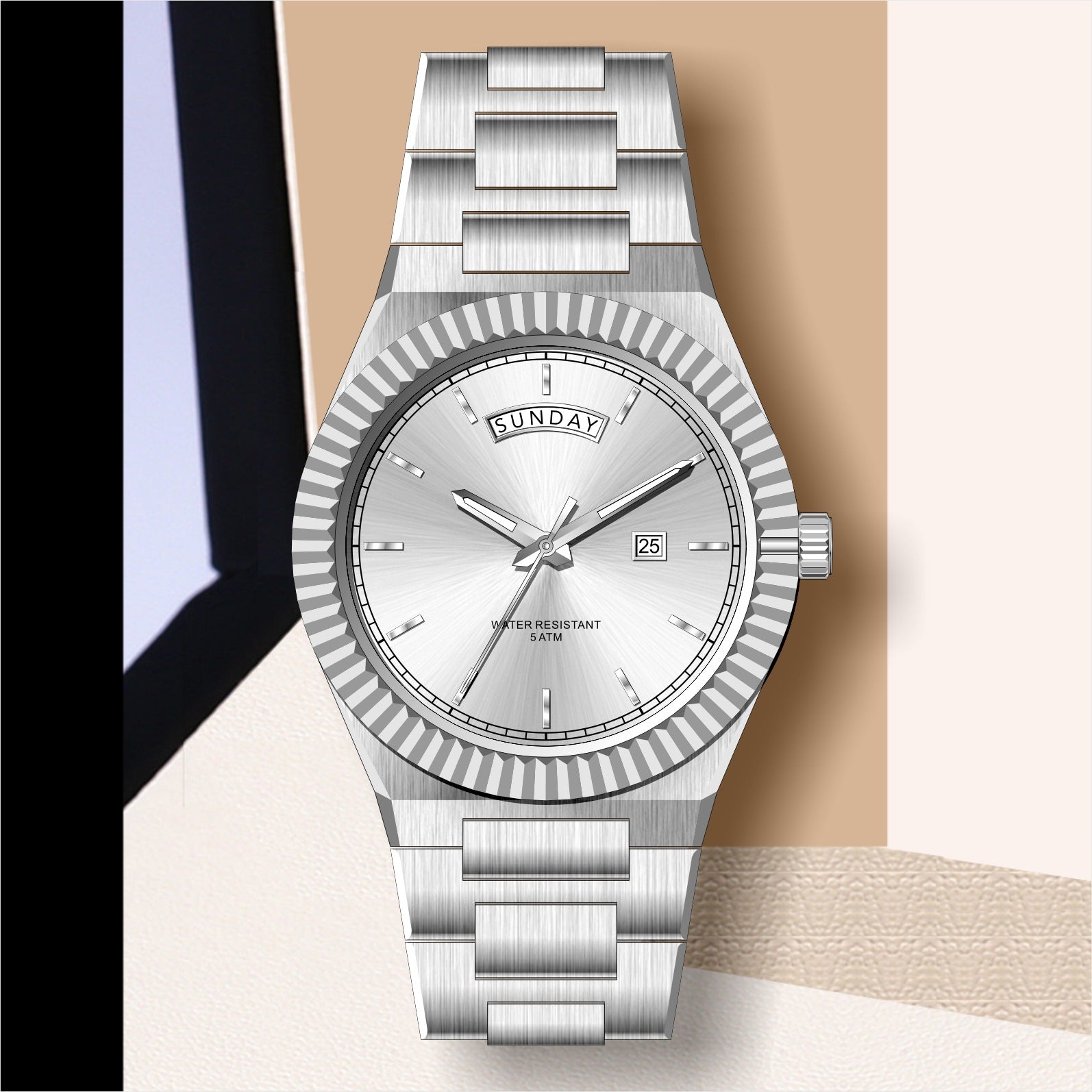 Business Log-Type Quartz Waterproof Steel Strap