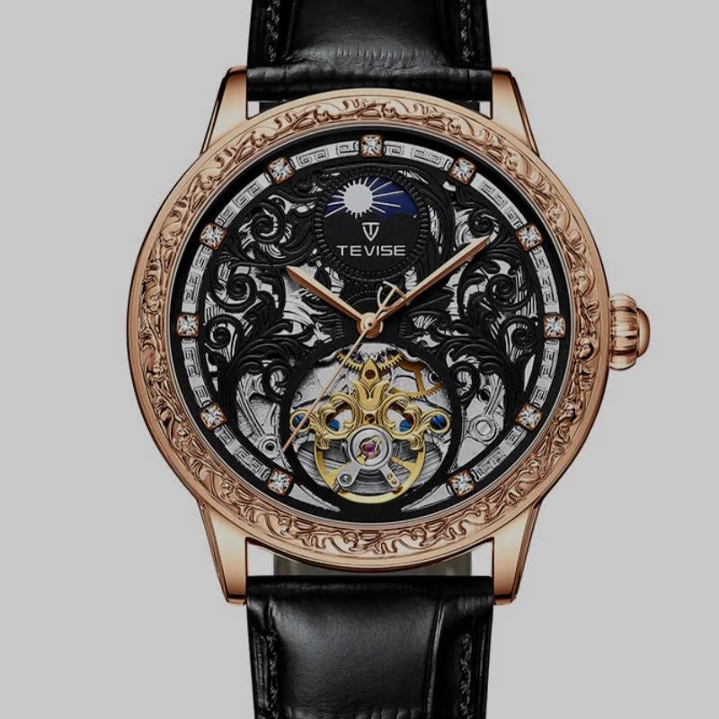 Business Casual Waterproof Hollow Out Men's Mechanical Watch