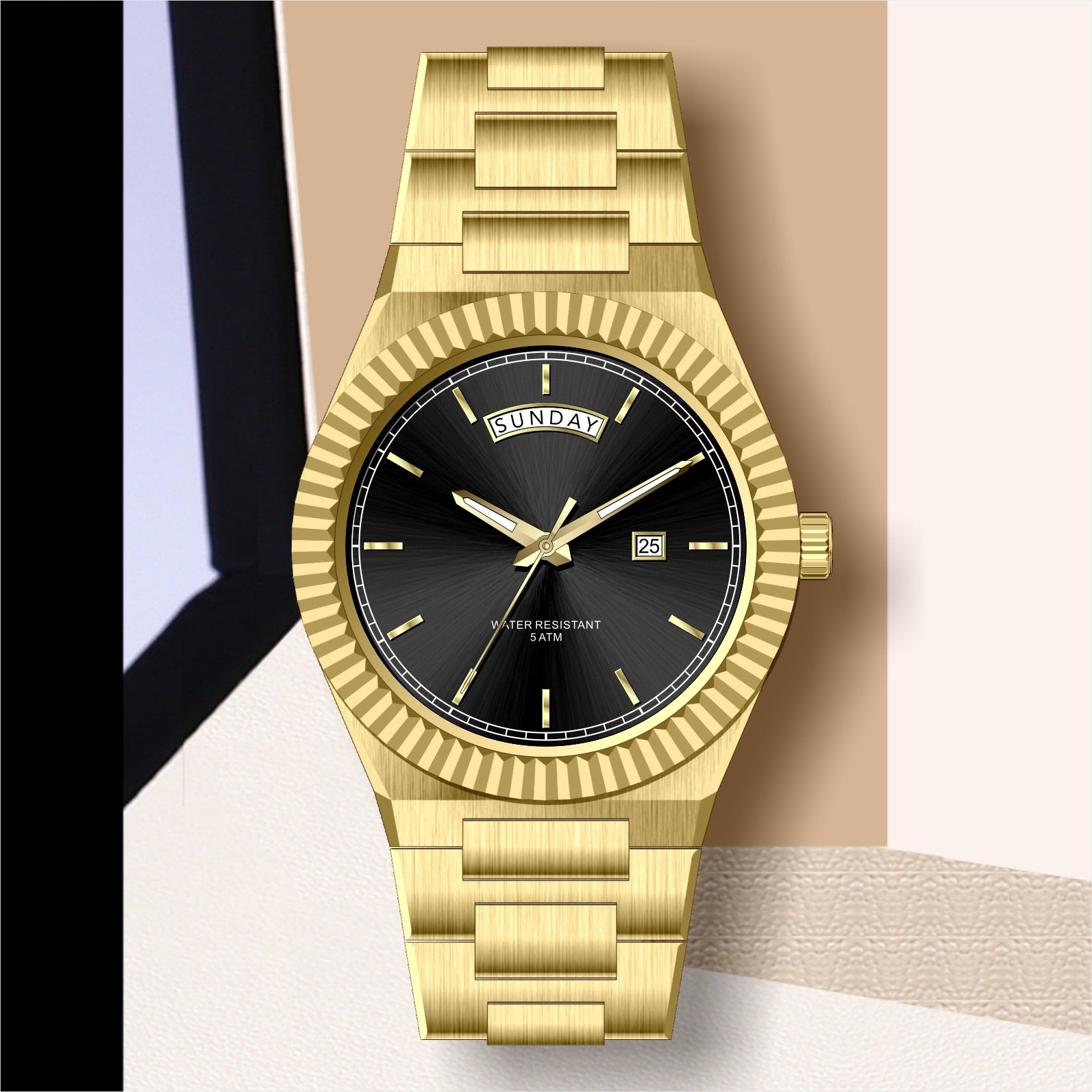 Business Log-Type Quartz Waterproof Steel Strap